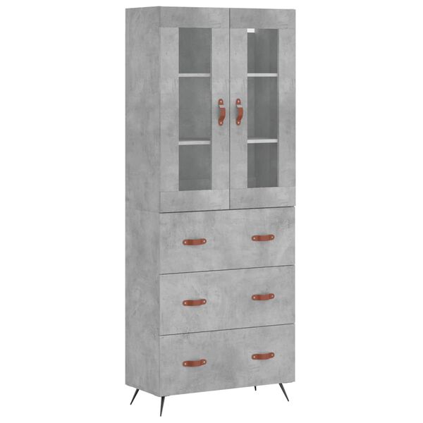 vidaXL Highboard Betongrau 69,5x34x180 cm Holzwerkstoff