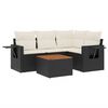 vidaXL 5-tlg. Garten-Sofagarnitur mit Kissen Schwarz Poly Rattan