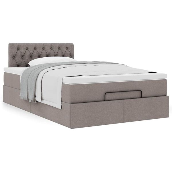 vidaXL Ottoman-Bett mit Matratze Taupe 120x200 cm Stoff