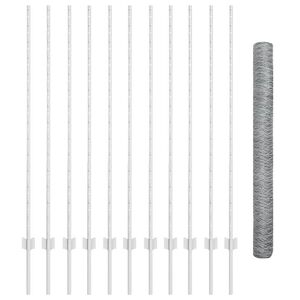 vidaXL Sechseckzaun mit Pfosten 25 x 1,4 m Verzinkter Stahl Silber