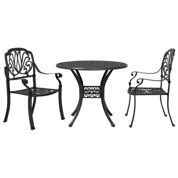 vidaXL 3-tlg. Bistro-Set Schwarz Aluminiumguss