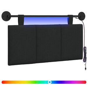 vidaXL H&auml;ngendes Kopfteil Mit LED Licht Schwarz Stoff