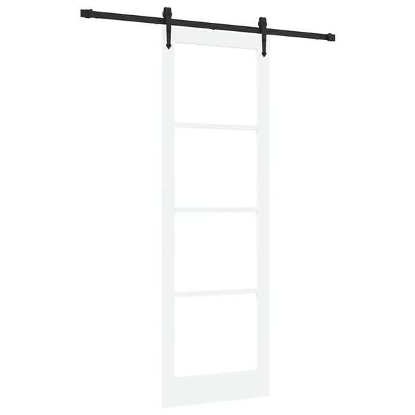 vidaXL Schiebet&uuml;r Wei&szlig; 78 x 232 cm Massivholz Kiefer und Glas