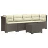 vidaXL 4-Sitzer Gartensofa mit Kissen Rattan Look PP Hellgrau