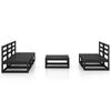 vidaXL 6-tlg. Garten-Lounge-Set Schwarz Massivholz Kiefer