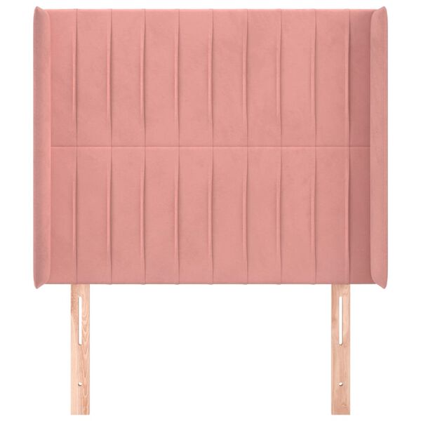 vidaXL Kopfteil mit Ohren Rosa 93x16x118/128 cm Samt