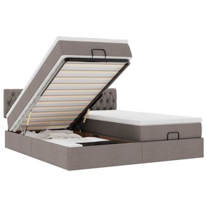 vidaXL Ottoman-Bett mit Matratzen & LEDs Taupe 160x200 cm Stoff