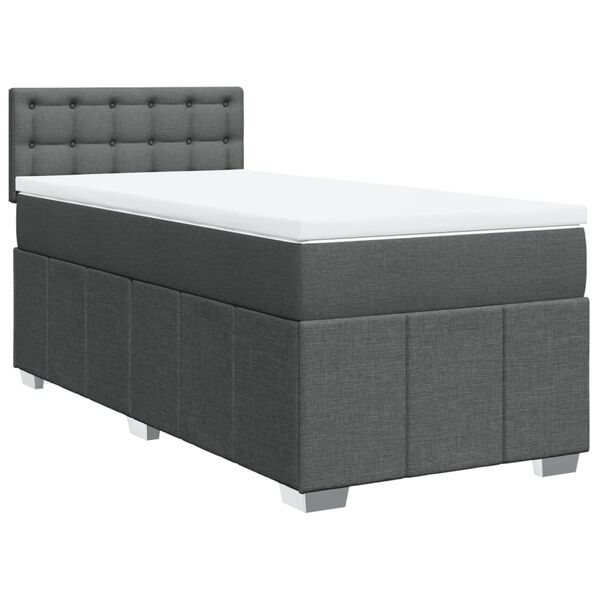 vidaXL Boxspringbett mit Matratze Dunkelgrau 80x200 cm Stoff