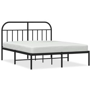vidaXL Bettgestell mit Kopfteil Metall Schwarz 135x190 cm
