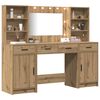 vidaXL Schminktischset mit LED 3 pcs Artisan-Eiche Holzwerkstoff