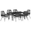 vidaXL Garten Essgruppe mit Kissen 7 pcs Schwarz Poly-Rattan