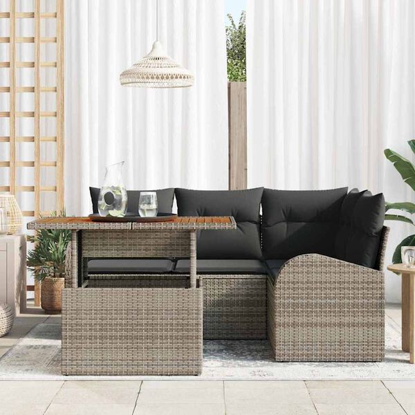vidaXL Garten-Sofa-Set mit Kissen 5 pcs Grau