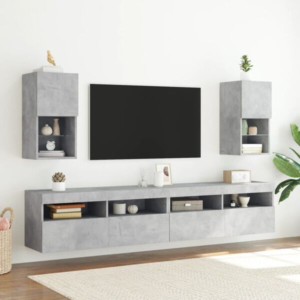 vidaXL TV-Schr&auml;nke mit LED-Leuchten 2 Stk. Betongrau 30,5x30x60 cm