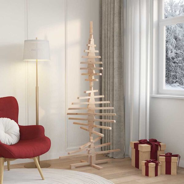 vidaXL Weihnachtsbaum Holz zum Schm&uuml;cken 180 cm Massivholz Kiefer