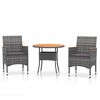 vidaXL 3-tlg. Garten-Essgruppe Poly Rattan Grau