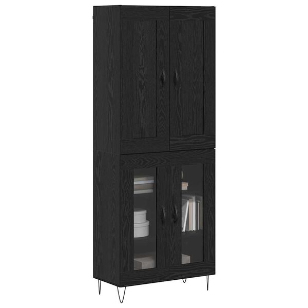 vidaXL Highboard Schwarz Eichen-Optik 69,5 x 34 x 180 cm Holzwerkstoff
