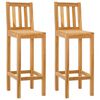 vidaXL Barhocker 2 pcs Braun Massivholz Teak