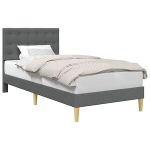 vidaXL Bettrahmen mit Kopfteil Dunkelgrau 100 x 200 cm Stoff