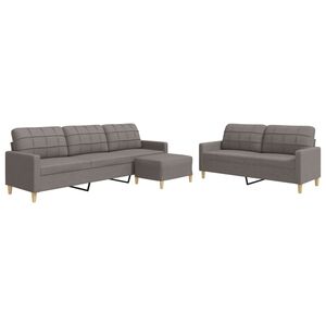 vidaXL 3-tlg. Sofagarnitur mit Fu&szlig;hocker Taupe Stoff