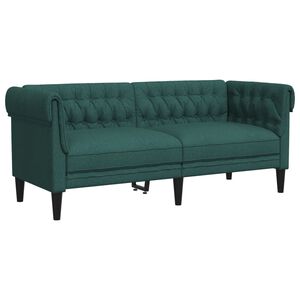 vidaXL Chesterfield-Sofa 2-Sitzer Dunkelgr&uuml;n Stoff