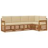 vidaXL Ecksofa Set mit Kissen 5 pcs Natur und Beige Massivholz Akazie