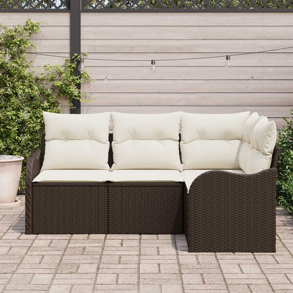 vidaXL Gartensofa-set mit Speicher 4 pcs Braun Poly-Rattan