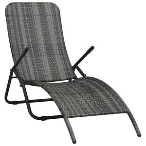 vidaXL Klappbare Sonnenliege Poly Rattan Grau