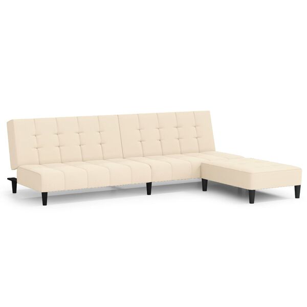 vidaXL Schlafsofa 2-Sitzer mit Hocker Creme Samt