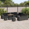 vidaXL Gartensofa-set mit Kissen 13 pcs Schwarz Poly-Rattan