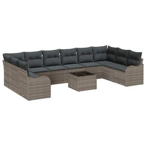 vidaXL Gartensofa-set mit Speicher 11 pcs Grau Poly-Rattan