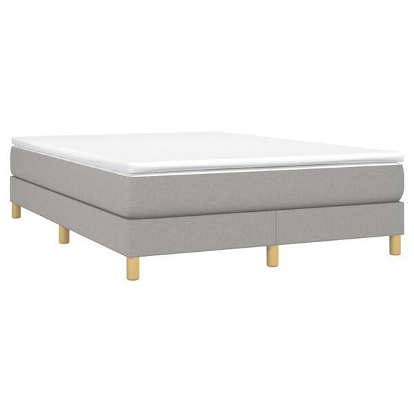 vidaXL Boxspringbett mit Matratze Hellgrau 140x190 cm Stoff