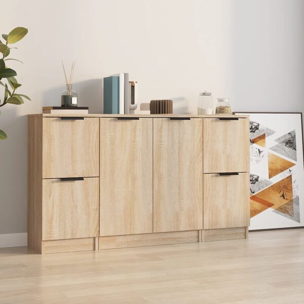vidaXL Sideboards 3 Stk. Sonoma-Eiche Holzwerkstoff