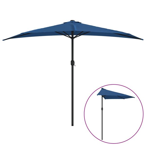 vidaXL Balkon-Sonnenschirm Alu-Mast Blau 300x155x223cm Halbrund