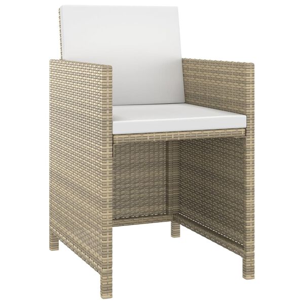 vidaXL 3-tlg. Garten-Essgruppe mit Kissen Poly Rattan Beige
