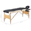 vidaXL Massageliege Klappbar 3-Zonen mit Holzgestell Schwarz und Beige