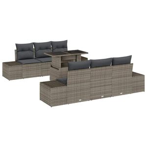 vidaXL Sofa Set 7 stk. Grau Poly-Rattan