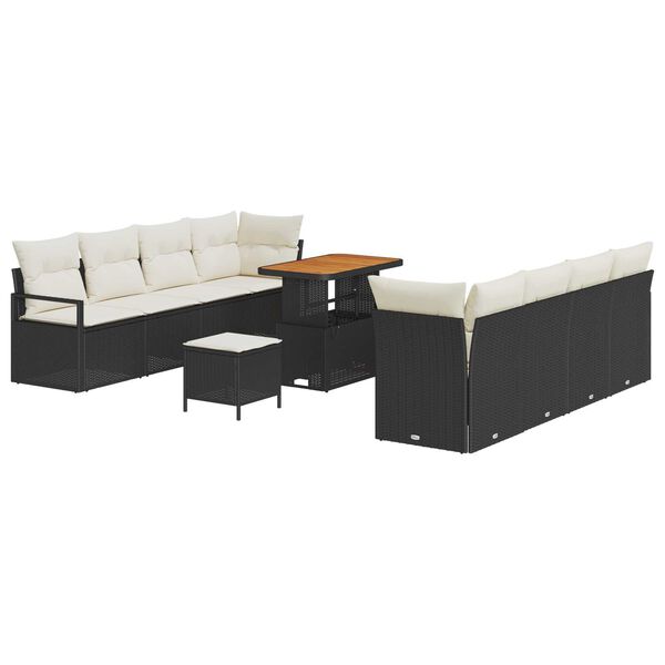 vidaXL Garten-Sofa-Set mit Kissen Schwarz und Creme 90 x 55 x 71 cm