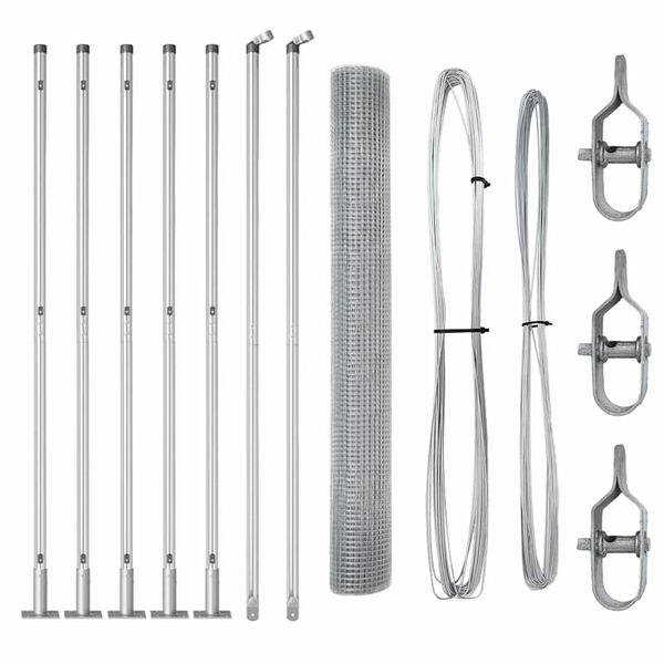 vidaXL Zaunpfosten Silber 10 x 1,2 m (16 x 16 mm Netz) Stahl