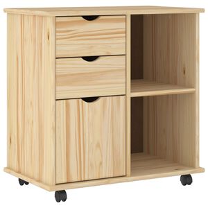 vidaXL Rollschrank Mit Rad Braun 63,5 x 39 x 65,5 cm Massivholz Kiefer