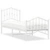 vidaXL Bettgestell mit Kopf- und Fu&szlig;teil Metall Wei&szlig; 75x190 cm