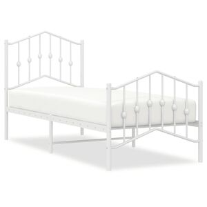 vidaXL Bettgestell mit Kopf- und Fu&szlig;teil Metall Wei&szlig; 75x190 cm