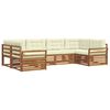 vidaXL Outdoor-Sofagarnitur 6 stk. Natur und Creme Massivholz Akazie