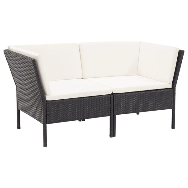 vidaXL 6-tlg. Garten-Lounge-Set mit Auflagen Poly Rattan Schwarz