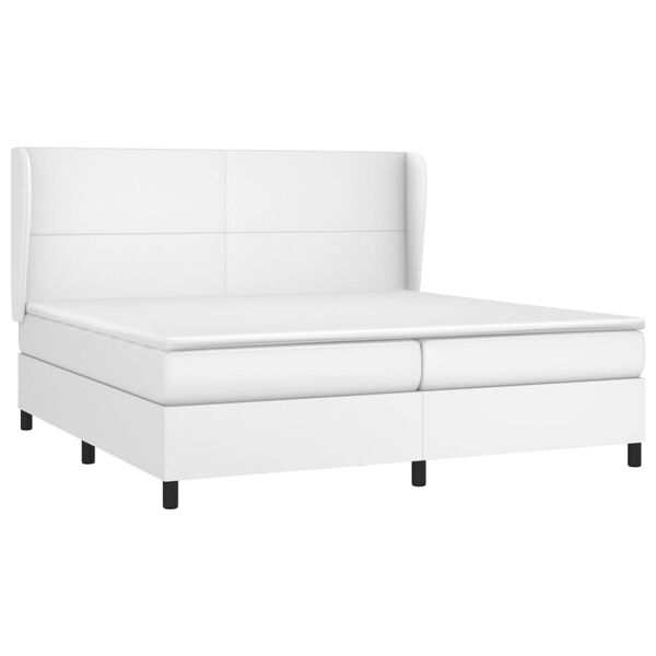 vidaXL Boxspringbett mit Matratze Wei&szlig; 200x200 cm Kunstleder