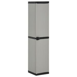 vidaXL Garten-Lagerschrank mit 3 B&ouml;den Grau & Schwarz 34x40x168 cm