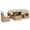 vidaXL 6-tlg. Garten-Sofagarnitur mit Kissen Beige Poly Rattan