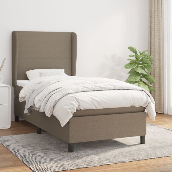 vidaXL Boxspringbett mit Matratze Taupe 80x200 cm Stoff