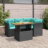 vidaXL 5-tlg. Garten-Sofagarnitur mit Kissen Schwarz Poly Rattan