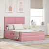 vidaXL Bett mit Stauraum und LED mit Matratze Rosa 140 x 190 cm Samt