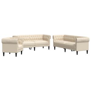 vidaXL 3-tlg. Sofagarnitur Creme Stoff